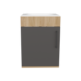 Mueble para Lavamanos Oxford Fresno Europeo y Plomo 40x55.5cm Flotante con Lamvamanos - MUEBLES PARA LAVAMANOS | Bylmo
