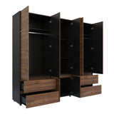 Closet Dallas Gales y Wengue 220x200cm con Cuatro Cajones y con Doce Compartimientos - CLOSETS | Bylmo