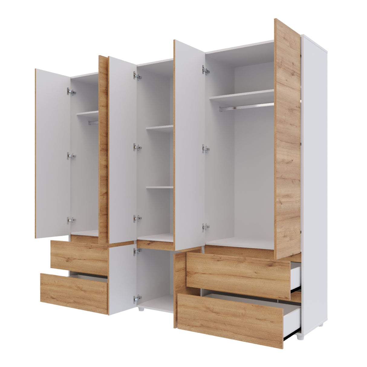 Closet Dallas Duna y Blanco 220x200cm con Cuatro Cajones y con Doce Compartimientos - CLOSETS | Bylmo