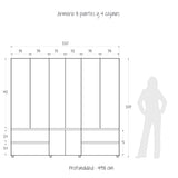 Closet Dallas Niebla y Blanco 220x200cm con Cuatro Cajones y con Doce Compartimientos - CLOSETS | Bylmo