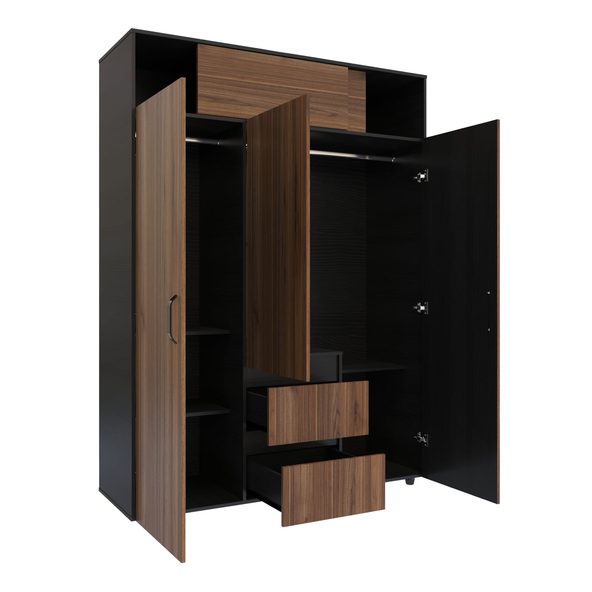 Closet Aurora Gales y Wengue 150x200cm con Dos Cajones y con Ocho Compartimientos - CLOSETS | Bylmo