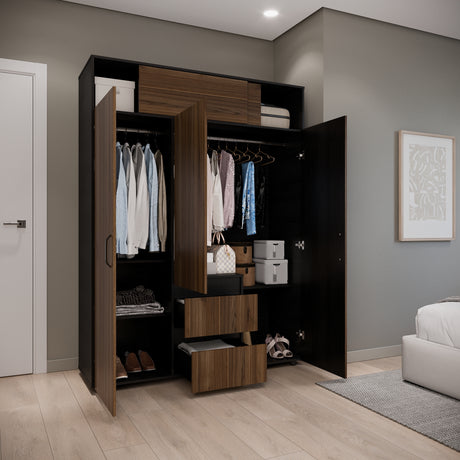Closet Aurora Gales y Wengue 150x200cm con Dos Cajones y con Ocho Compartimientos - CLOSETS | Bylmo