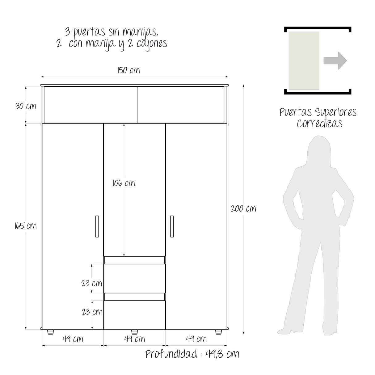 Closet Aurora Duna y Blanco 150x200cm con Dos Cajones y con Ocho Compartimientos - CLOSETS | Bylmo