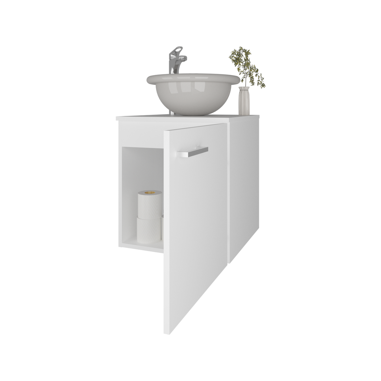 Mueble para Lavamanos Individual Clyde Blanco 45x50cm Flotante con Lavamanos de Vessel - MUEBLES PARA LAVAMANOS | Bylmo