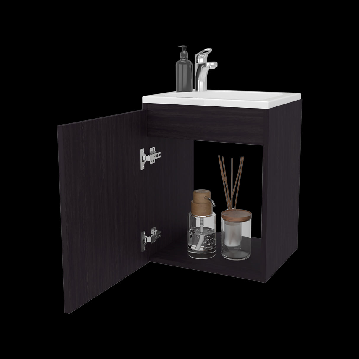 Mueble para Lavamanos Individual Saju Wengue 40x50cm Flotante con Lavamanos de Sobreponer - MUEBLES PARA LAVAMANOS | Bylmo