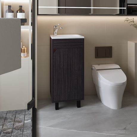 Mueble para Lavamanos Individual Bethel Wengue 40x86cm con Patas y Lavamanos de Sobreponer - MUEBLES PARA LAVAMANOS | Bylmo