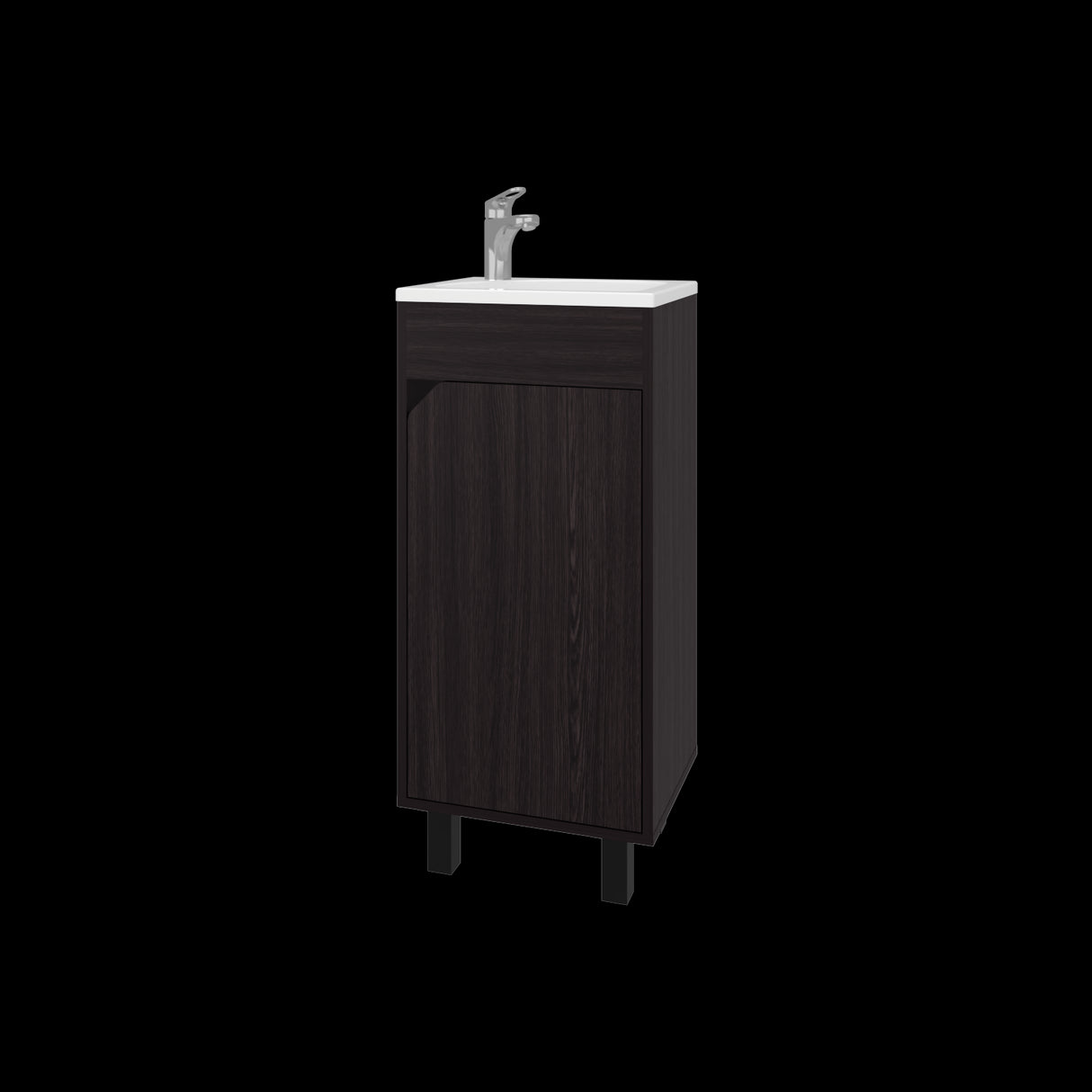 Mueble para Lavamanos Individual Bethel Wengue 40x86cm con Patas y Lavamanos de Sobreponer - MUEBLES PARA LAVAMANOS | Bylmo