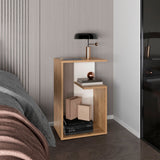 Mesa Auxiliar Rectangular Everett Macadamia y Blanco 40x63cm con Tres Compartimientos - MESAS AUXILIARES | Bylmo