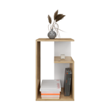 Mesa Auxiliar Rectangular Everett Macadamia y Blanco 40x63cm con Tres Compartimientos - MESAS AUXILIARES | Bylmo