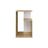 Mesa Auxiliar Rectangular Everett Macadamia y Blanco 40x63cm con Tres Compartimientos - MESAS AUXILIARES | Bylmo