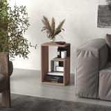 Mesa Auxiliar Rectangular Everett Cafe Expreso y Wengue 40x63cm con Tres Compartimientos - MESAS AUXILIARES | Bylmo