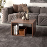 Mesa Auxiliar Rectangular Everett Cafe Expreso y Wengue 40x63cm con Tres Compartimientos - MESAS AUXILIARES | Bylmo