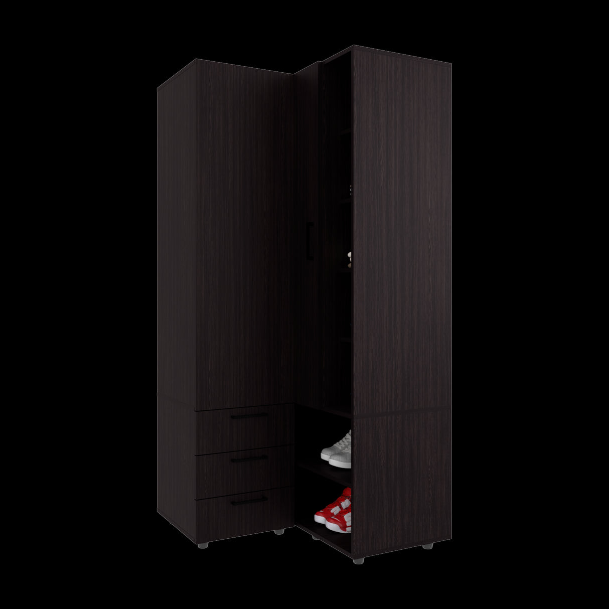 Closet Toulouse Wengue 85x180cm Con Tres Cajones y Diez Compartimientos - CLOSETS | Bylmo