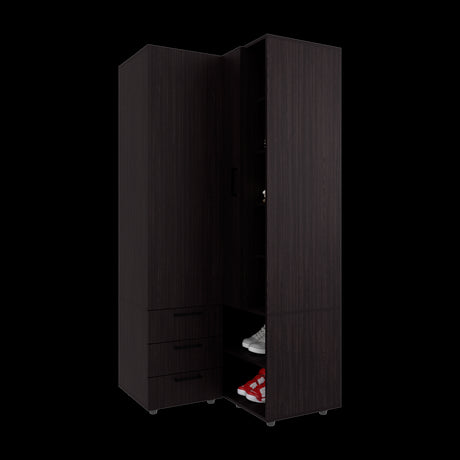 Closet Toulouse Wengue 85x180cm Con Tres Cajones y Diez Compartimientos - CLOSETS | Bylmo