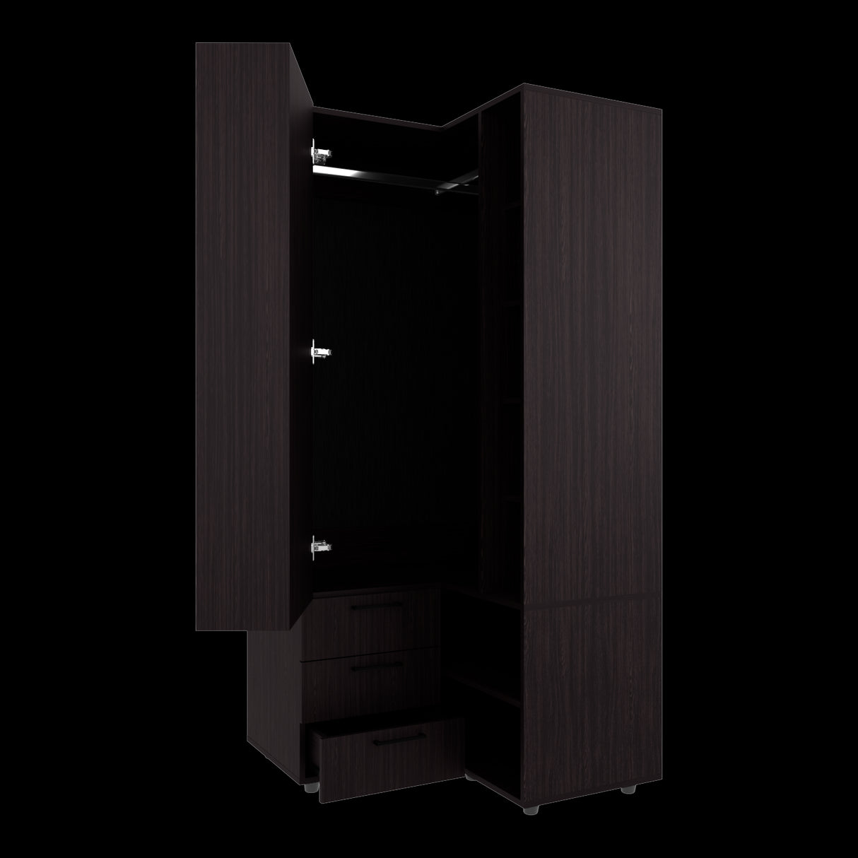 Closet Toulouse Wengue 85x180cm Con Tres Cajones y Diez Compartimientos - CLOSETS | Bylmo