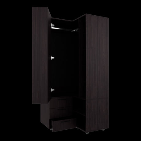 Closet Toulouse Wengue 85x180cm Con Tres Cajones y Diez Compartimientos - CLOSETS | Bylmo