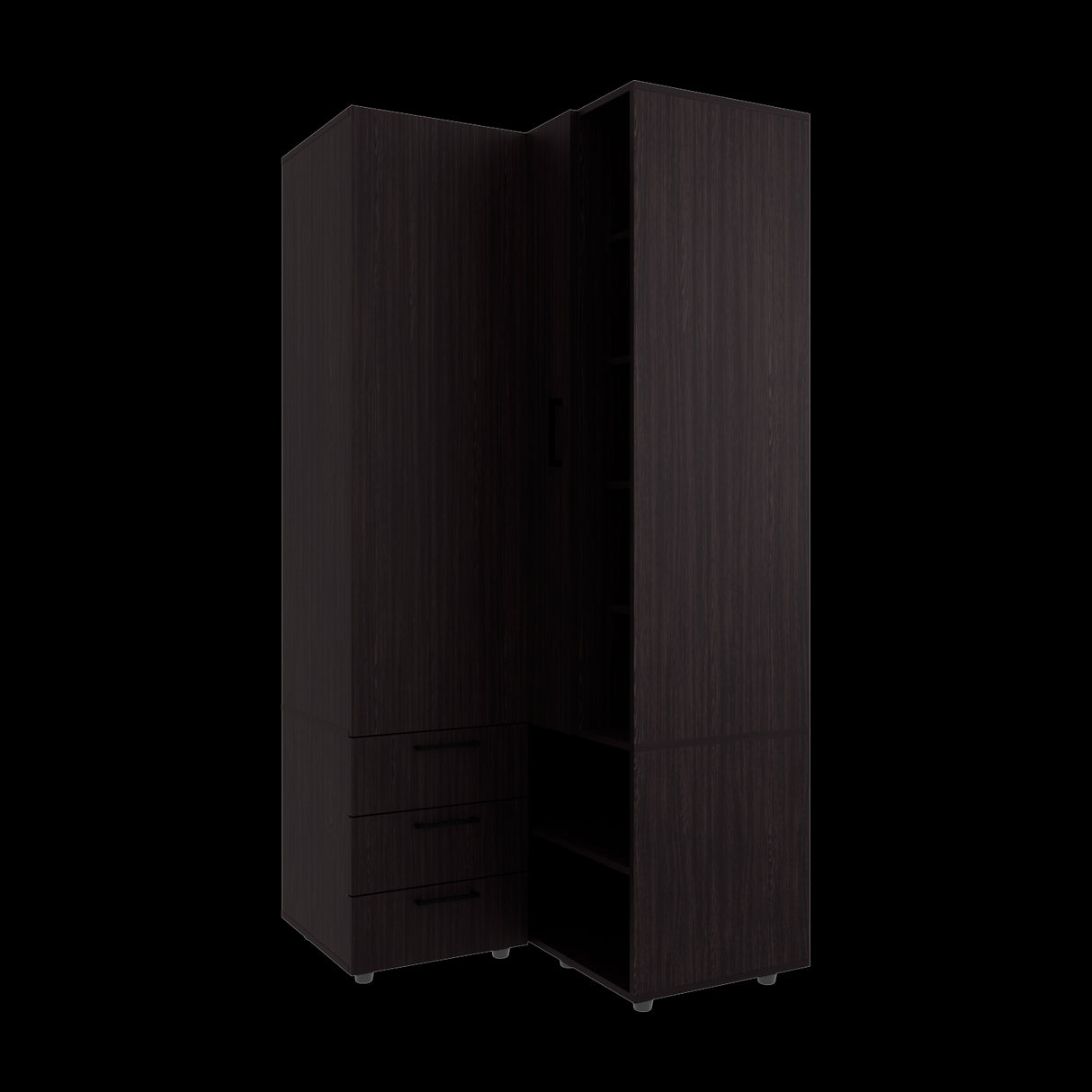 Closet Toulouse Wengue 85x180cm Con Tres Cajones y Diez Compartimientos - CLOSETS | Bylmo
