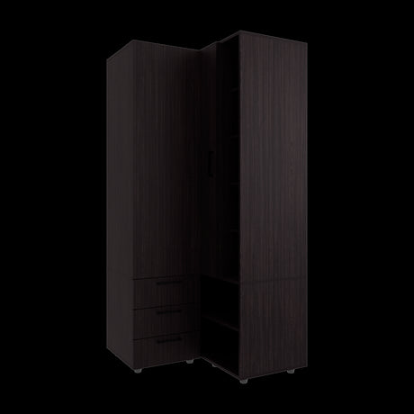 Closet Toulouse Wengue 85x180cm Con Tres Cajones y Diez Compartimientos - CLOSETS | Bylmo