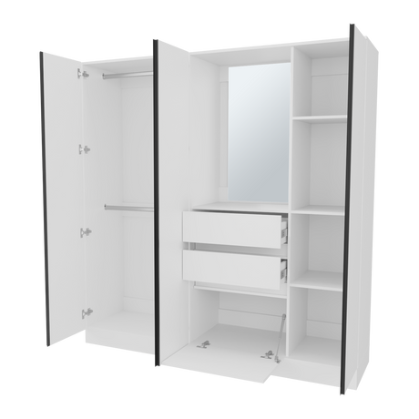 Closet Kamelot Blanco 178x186cm Con Dos Cajones Nueve Compartimientos y con Espejo - CLOSETS | Bylmo