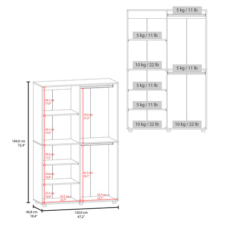 Closet Eco Blanco 120x184cm Con Siete Compartimientos - CLOSETS | Bylmo