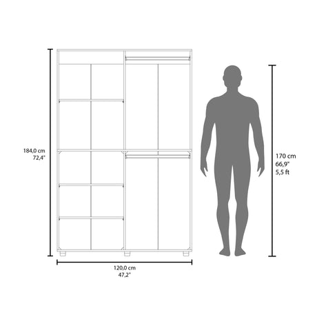 Closet Eco Blanco 120x184cm Con Siete Compartimientos - CLOSETS | Bylmo