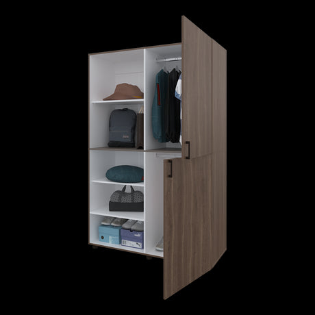 Closet Eco Milan Y Blanco 120x184cm Con Siete Compartimientos - CLOSETS | Bylmo