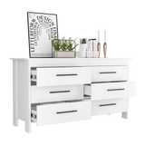 Cómoda HMS Blanco 150x81cm de Tres Hileras con Seis Cajones - CAJONERAS Y COMODAS | Bylmo