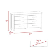 Cómoda HMS Blanco 150x81cm de Tres Hileras con Seis Cajones - CAJONERAS Y COMODAS | Bylmo