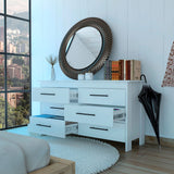 Cómoda HMS Blanco 150x81cm de Tres Hileras con Seis Cajones - CAJONERAS Y COMODAS | Bylmo