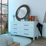 Cómoda HMS Blanco 150x81cm de Tres Hileras con Seis Cajones - CAJONERAS Y COMODAS | Bylmo