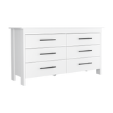 Cómoda HMS Blanco 150x81cm de Tres Hileras con Seis Cajones - CAJONERAS Y COMODAS | Bylmo