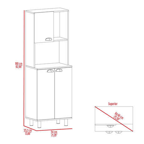 Alacena Oshawa Blanco 54x160cm Con Tres Puertas - ALACENAS Y MUEBLES MICROONDAS | Bylmo