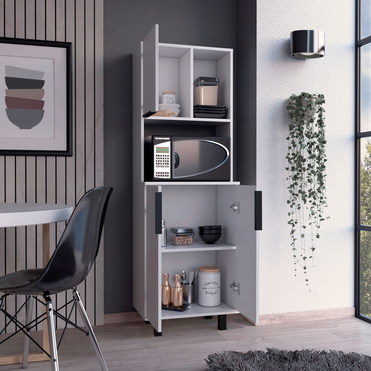 Alacena Oshawa Blanco 54x160cm Con Tres Puertas - ALACENAS Y MUEBLES MICROONDAS | Bylmo