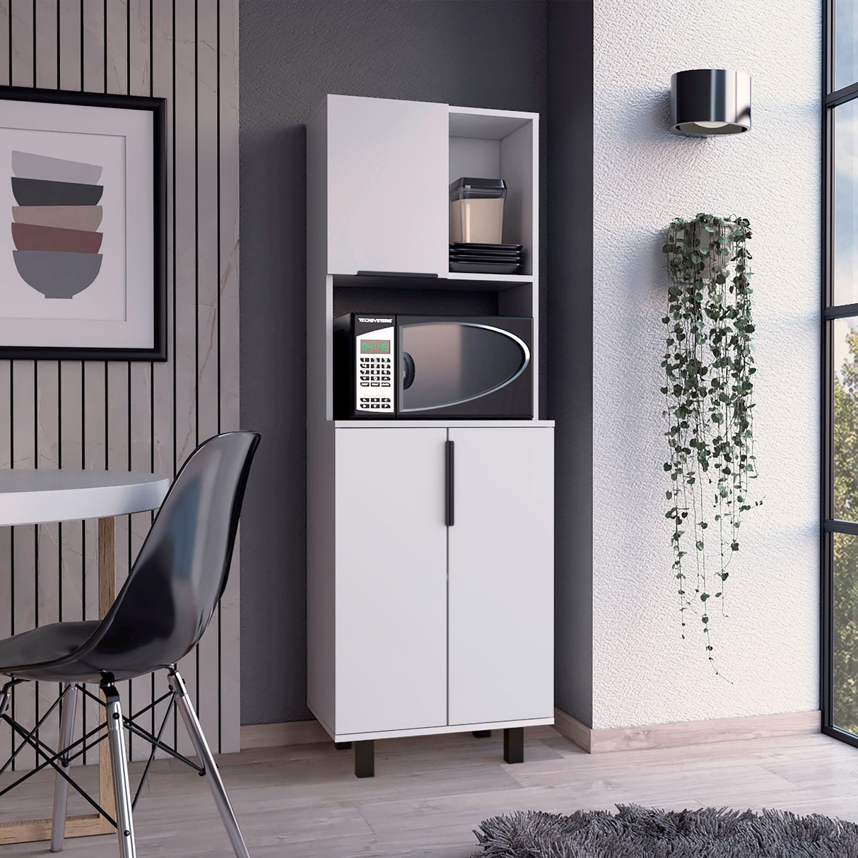 Alacena Oshawa Blanco 54x160cm Con Tres Puertas - ALACENAS Y MUEBLES MICROONDAS | Bylmo
