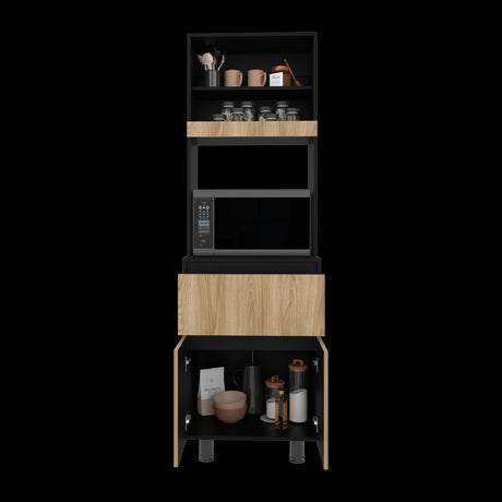 Alacena Express Wengue y Fresno Europeo 60x194cm Con Tres Puertas - ALACENAS Y MUEBLES MICROONDAS | Bylmo