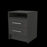 Mesa de Noche Eter Wengue 45x61cm Con Dos Cajones - MESAS DE NOCHE | Bylmo