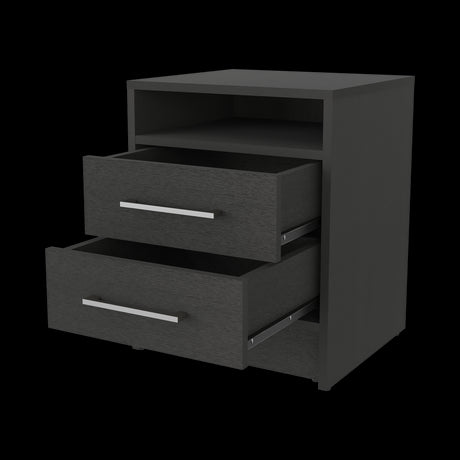 Mesa de Noche Eter Wengue 45x61cm Con Dos Cajones - MESAS DE NOCHE | Bylmo
