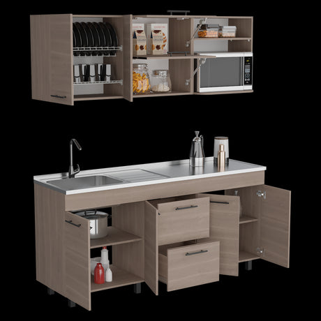 Cocina Barajas Bardolino 180x60cm con Mesón de Acero Inoxidable para Lado Izquierdo y sin Estufa - COCINAS | Bylmo