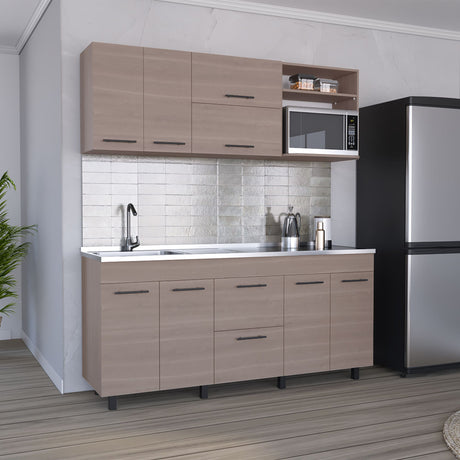 Cocina Barajas Bardolino 180x60cm con Mesón de Acero Inoxidable para Lado Izquierdo y sin Estufa - COCINAS | Bylmo