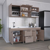 Cocina Barajas Bardolino 180x60cm con Mesón de Acero Inoxidable para Lado Izquierdo y sin Estufa - COCINAS | Bylmo
