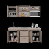 Cocina Barajas Bardolino 180x60cm con Mesón de Acero Inoxidable para Lado Izquierdo y sin Estufa - COCINAS | Bylmo