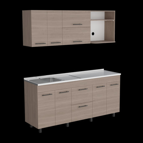 Cocina Barajas Bardolino 180x60cm con Mesón de Acero Inoxidable para Lado Izquierdo y sin Estufa - COCINAS | Bylmo