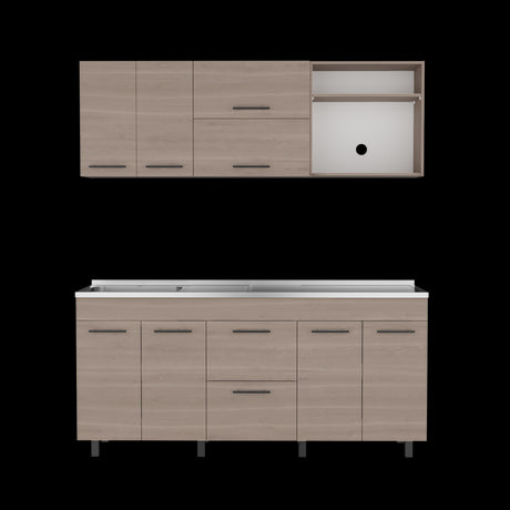 Cocina Barajas Bardolino 180x60cm con Mesón de Acero Inoxidable para Lado Izquierdo y sin Estufa - COCINAS | Bylmo