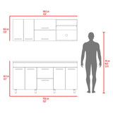 Cocina Barajas Bardolino 180x60cm con Mesón de Acero Inoxidable para Lado Izquierdo y sin Estufa - COCINAS | Bylmo