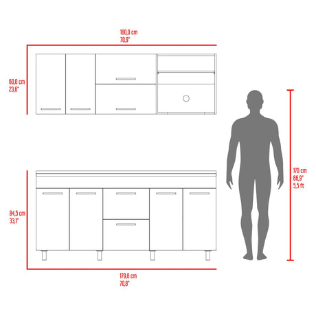 Cocina Barajas Bardolino 180x60cm con Mesón de Acero Inoxidable para Lado Izquierdo y sin Estufa - COCINAS | Bylmo