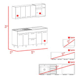 Cocina Barajas Bardolino 180x60cm con Mesón de Acero Inoxidable para Lado Izquierdo y sin Estufa - COCINAS | Bylmo