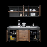Cocina Balen Wengue 180x60cm con Mesón de Acero Inoxidable para Lado Derecho y sin Estufa - COCINAS | Bylmo
