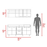 Cocina Balen Wengue 180x60cm con Mesón de Acero Inoxidable para Lado Derecho y sin Estufa - COCINAS | Bylmo