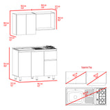 Cocina Express Wengue y Fresno Europeo 120x60cm con Mesón de Acero Inoxidable para Lado Izquierdo y con Estufa - COCINAS | Bylmo