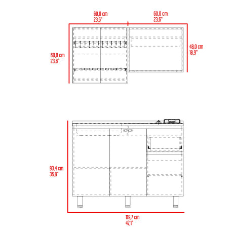 Cocina Express Wengue y Fresno Europeo 120x60cm con Mesón de Acero Inoxidable para Lado Izquierdo y con Estufa - COCINAS | Bylmo